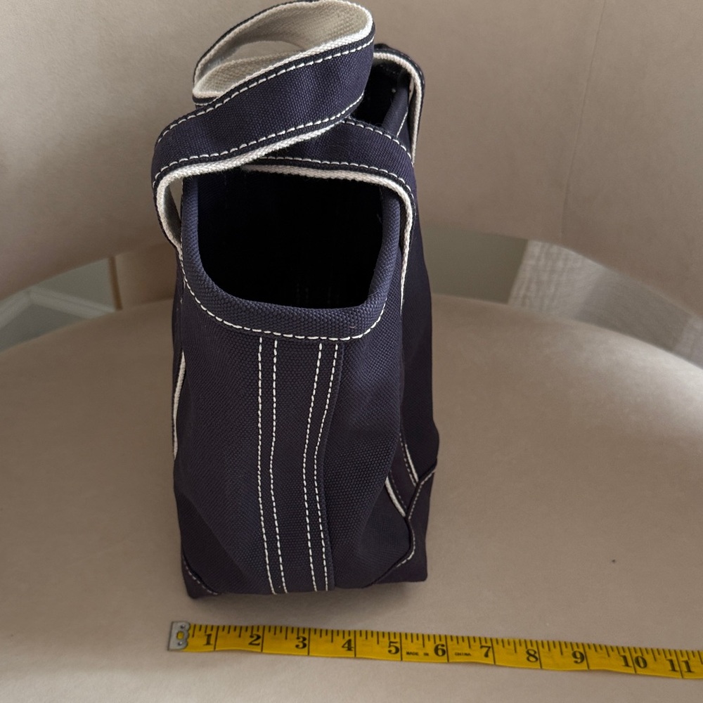 Land’s End Small Canvas Tote Bag with Contrast Stitching - Navy & White - Picture 9 of 9